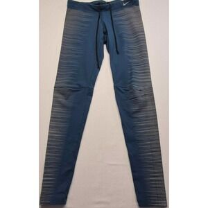 Nike Flash Reflective Dri-Fit Green/gray Running Leggings zip pockets Sz S pants